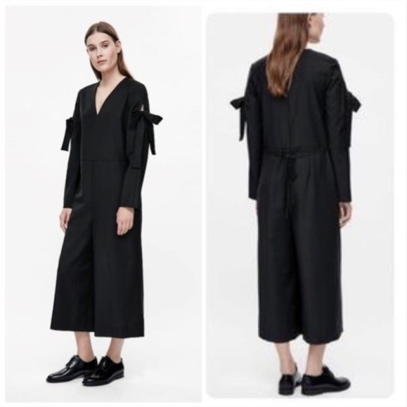 COS Black Long Sleeve Jumpsuit with Sleeve Tie - Picture 1 of 7